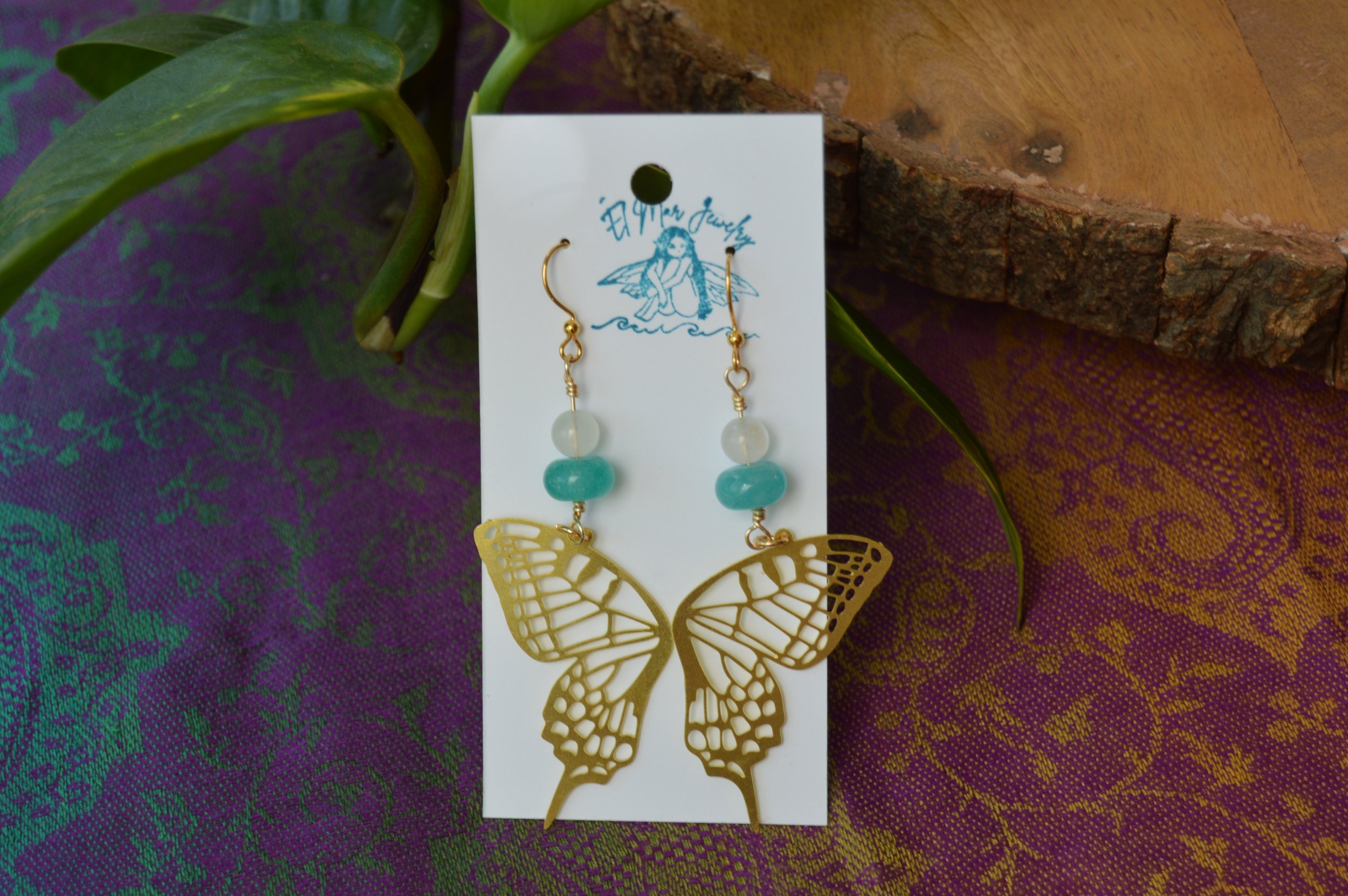 Amazonite Butterfly Wing Earrings