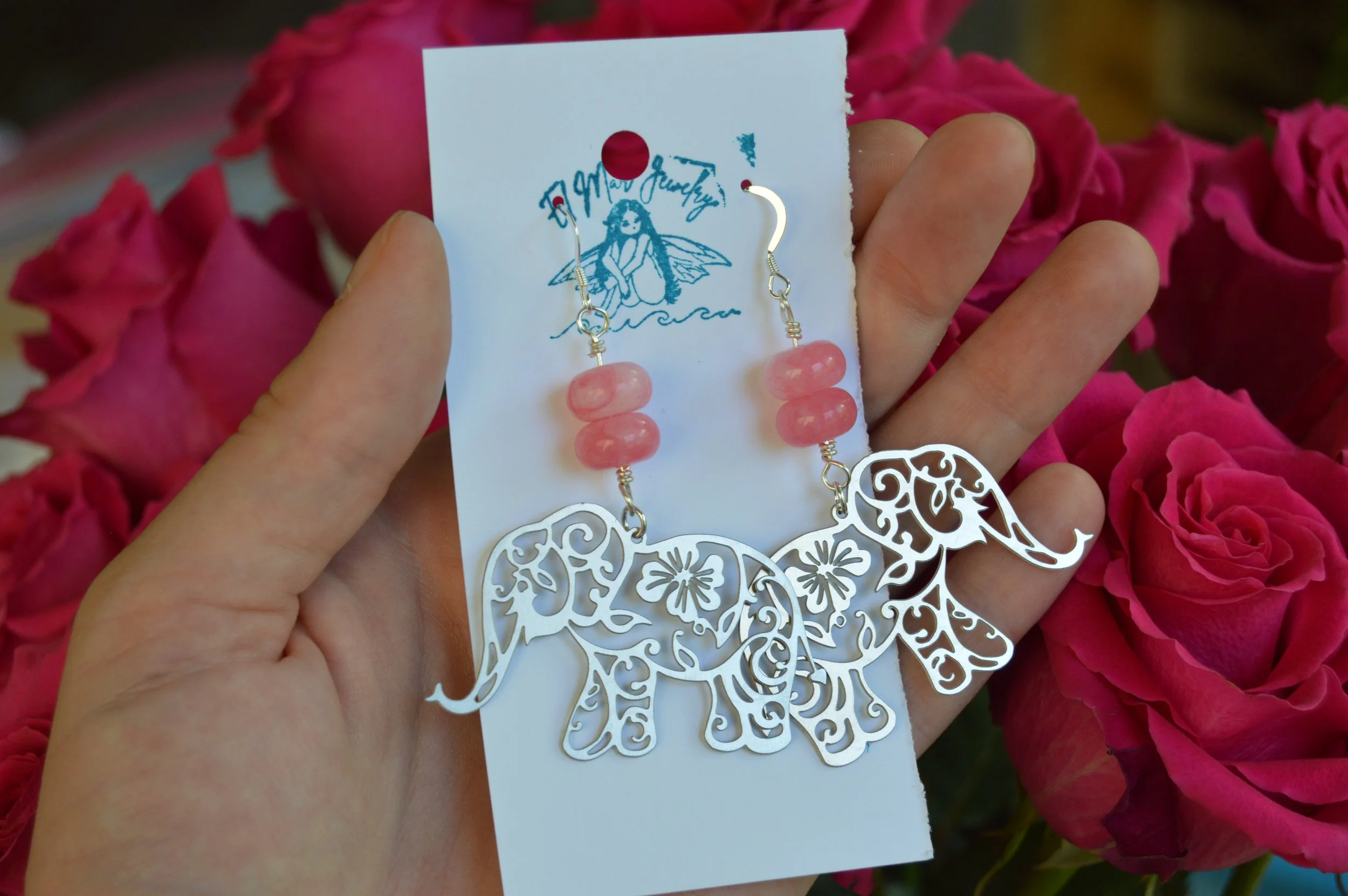 Tourmaline Elephant Earrings