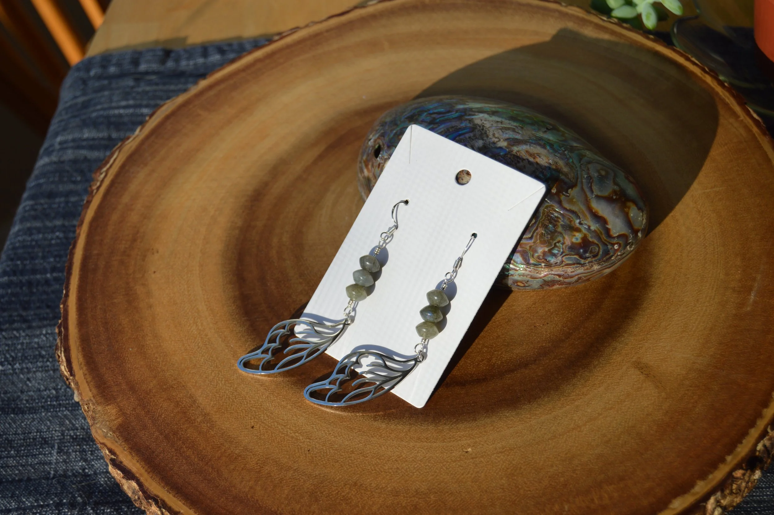 Labradorite Dragonfly Wing Earrings