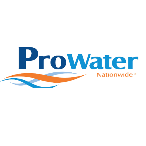 Pro Water Nationwide logo with blue, orange, and light blue waves