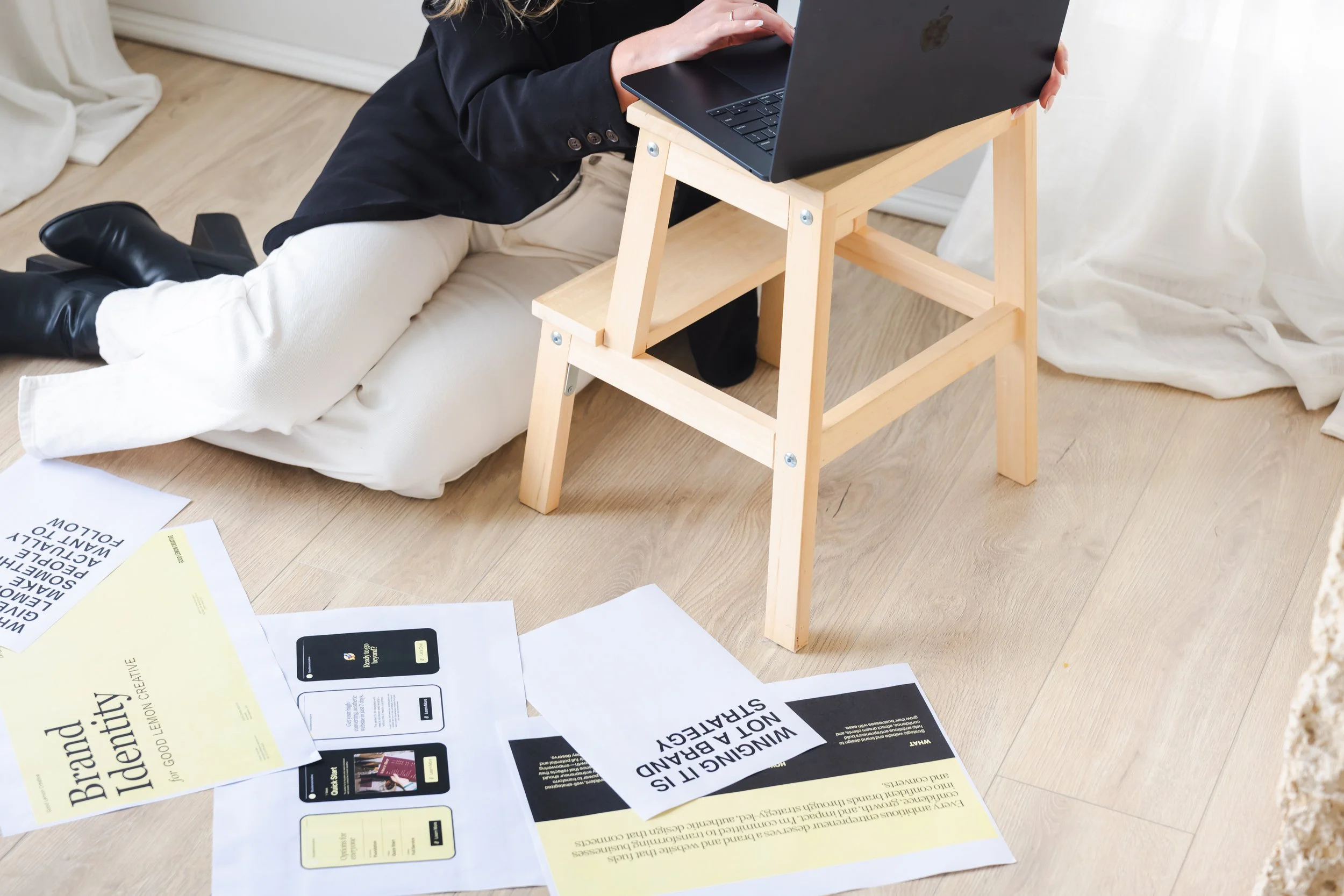 Brand strategy and website design process at Good Lemon Creative, developing positioning, messaging, and visual identity for growing businesses.