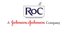 Logos of RoC and Johnson & Johnson, with RoC in blue and Johnson & Johnson in red cursive, below the RoC logo.