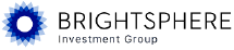 Brightsphere Investment Group logo with a blue starburst design and black text.