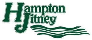 Hampton Jitney logo with green text and lines.