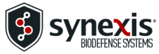 Logo of Synexis Biodefense Systems with a shield emblem and interconnected circles