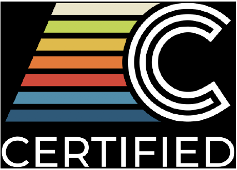 A colorful logo with a stylized rainbow and a large letter 'C' next to the word 'CERTIFIED'.