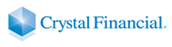 Crystal Financial logo in blue text with a geometric icon