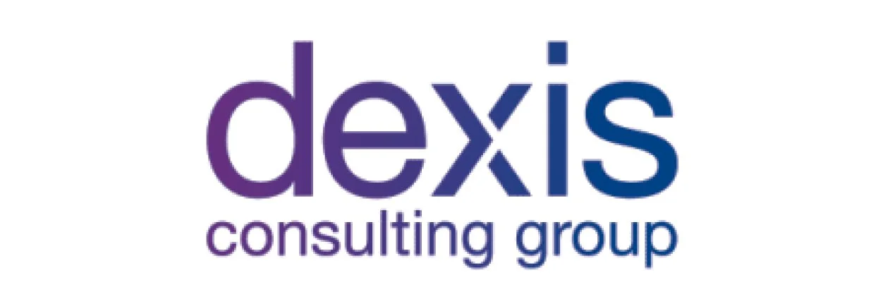 Dexis Consulting Group logo with purple and blue text.