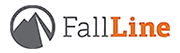 FallLine logo with a gray mountain outline and orange text.