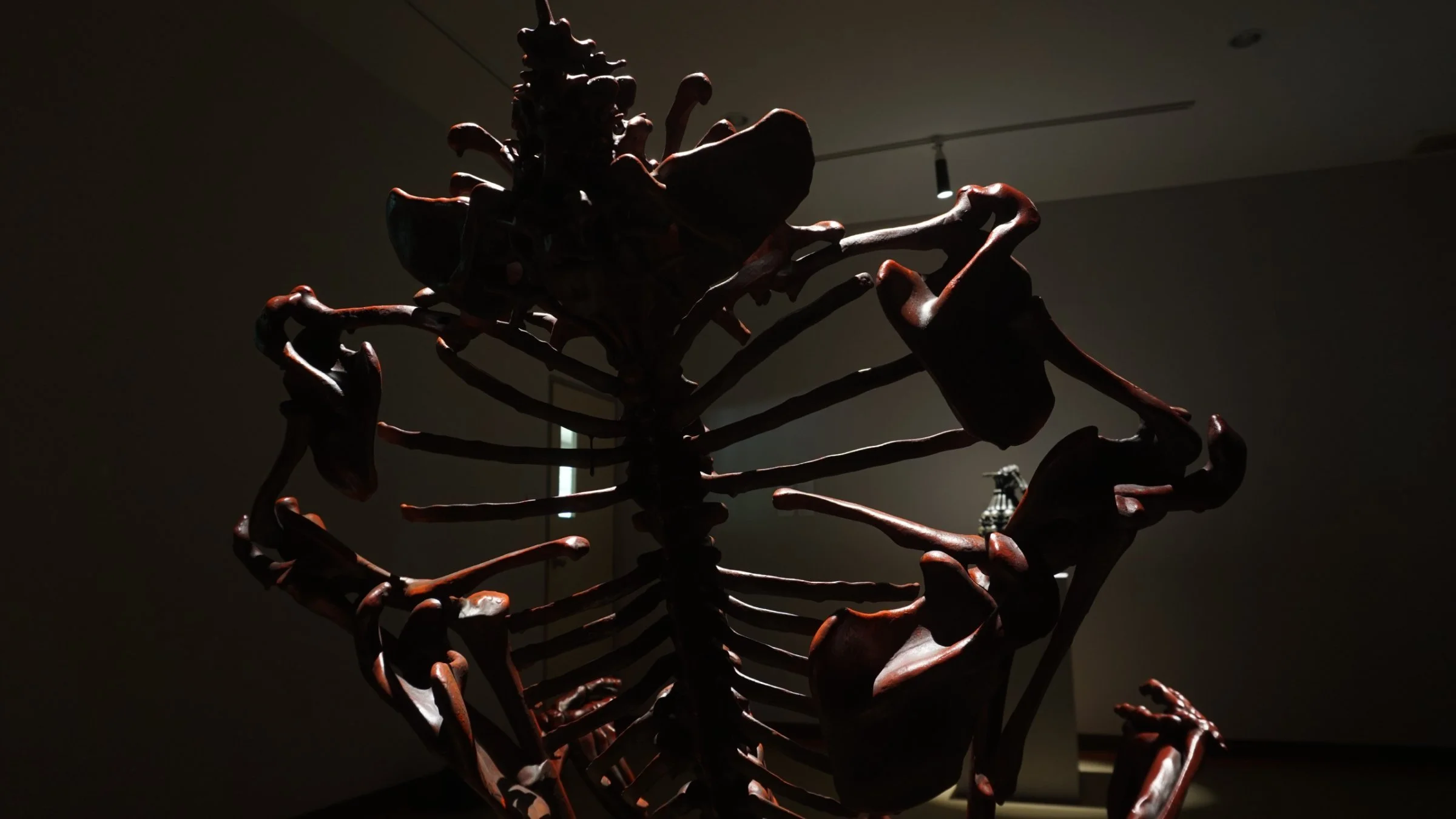 Detail view of Bloody Chair by Ratthakorn Disjaiyen - Red hand-painted acrylic on fiberglass resin