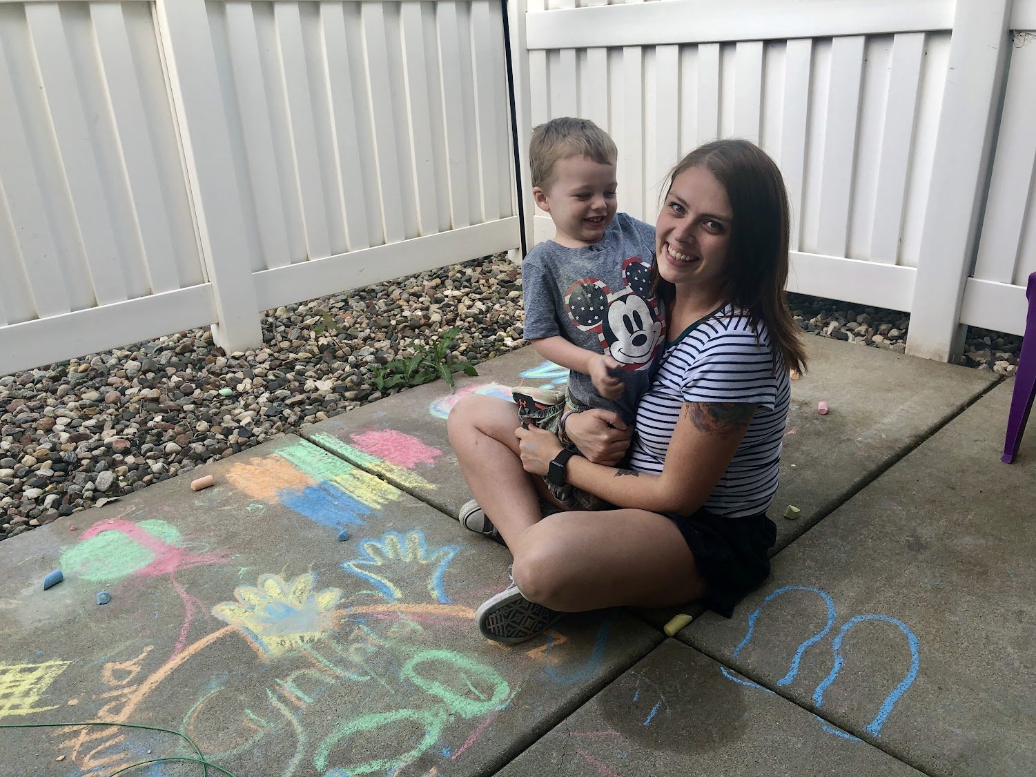 My son and I covering every inch with chalk.