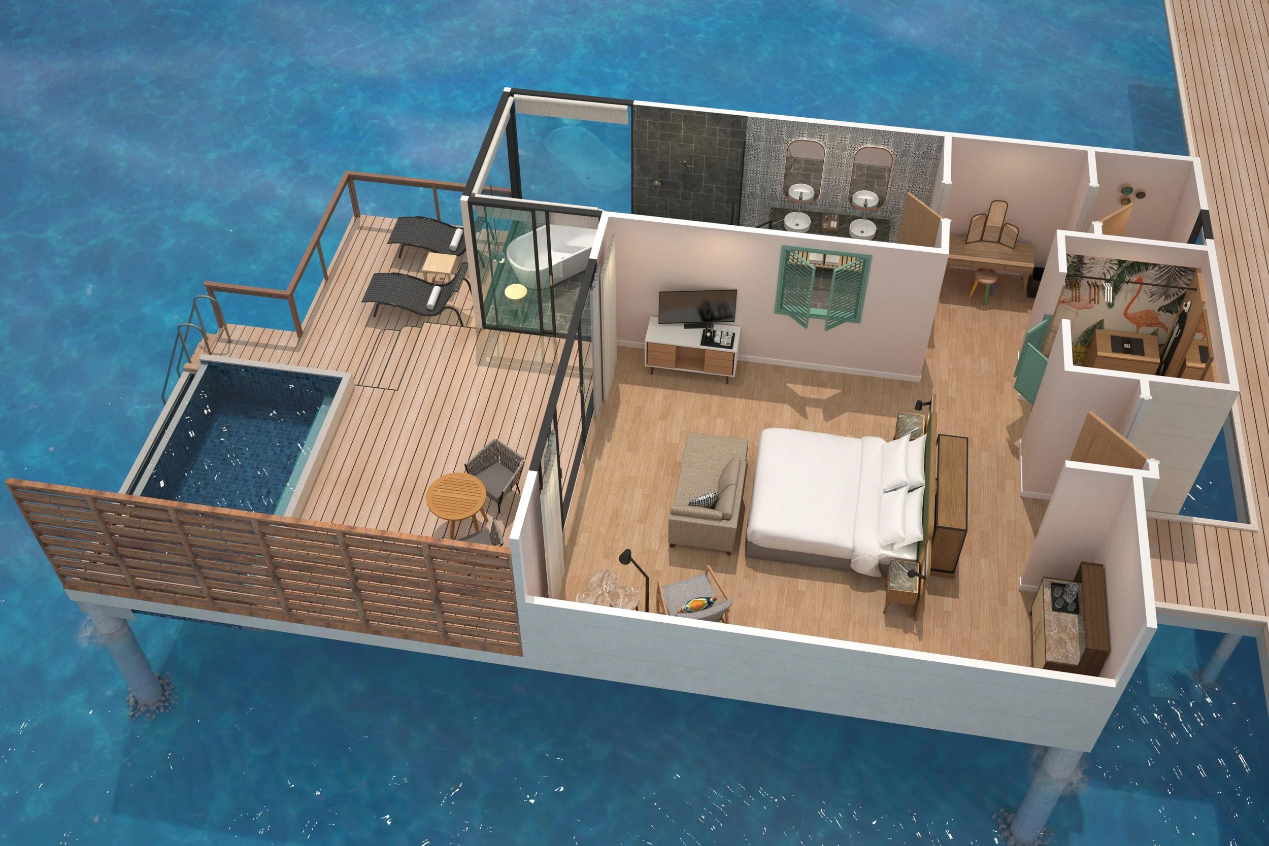 Overwater Villa with Pool - Floor Plan