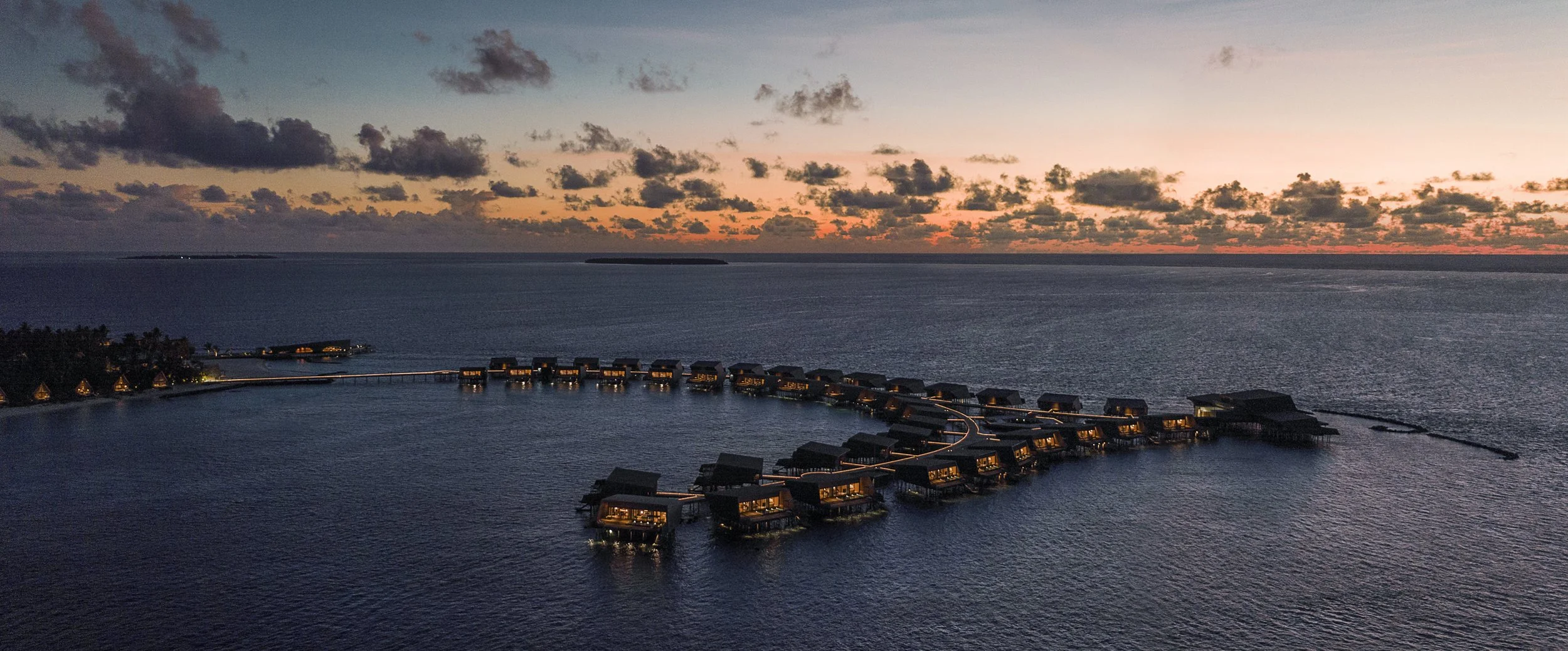 The St. Regis Maldives Vommuli - Aerial View Sunset