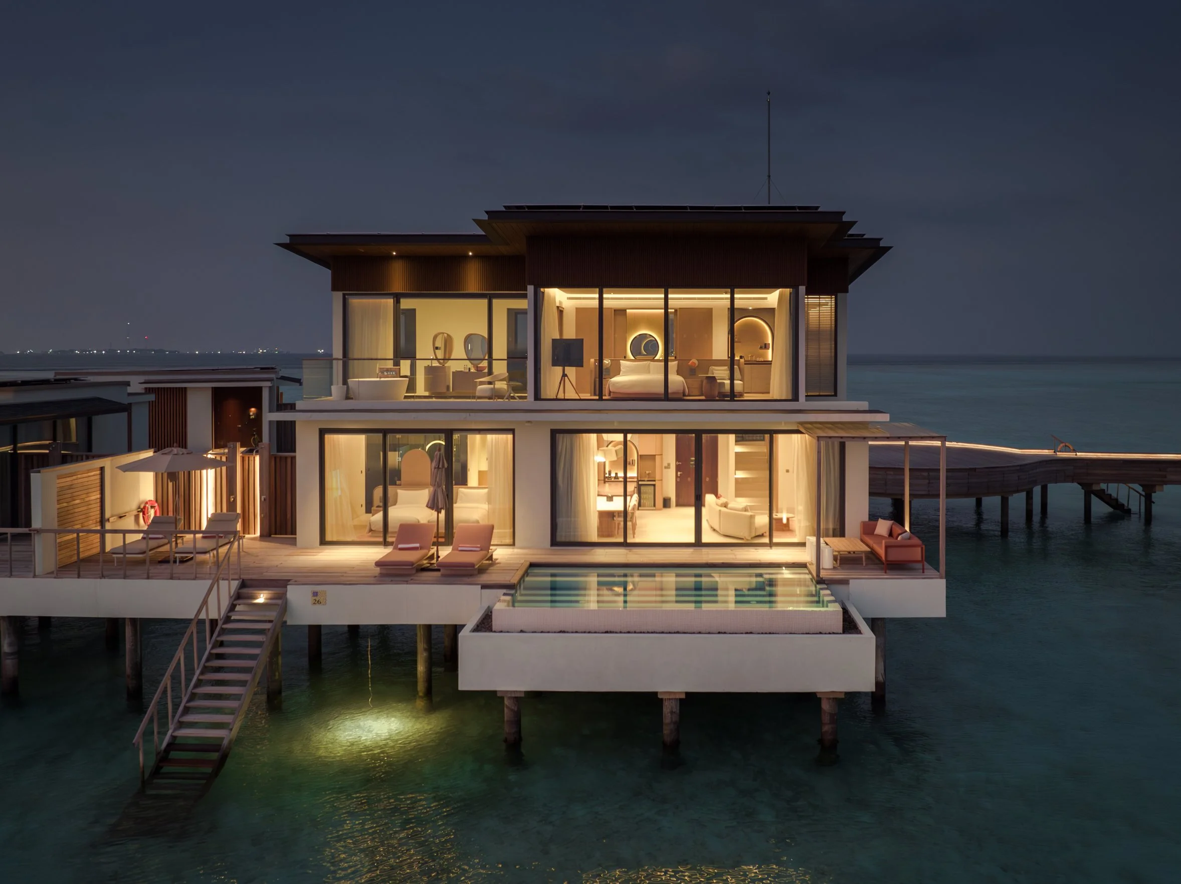 SO/ Maldives - Two Bedroom Ocean Pool Atelier Aerial Night View