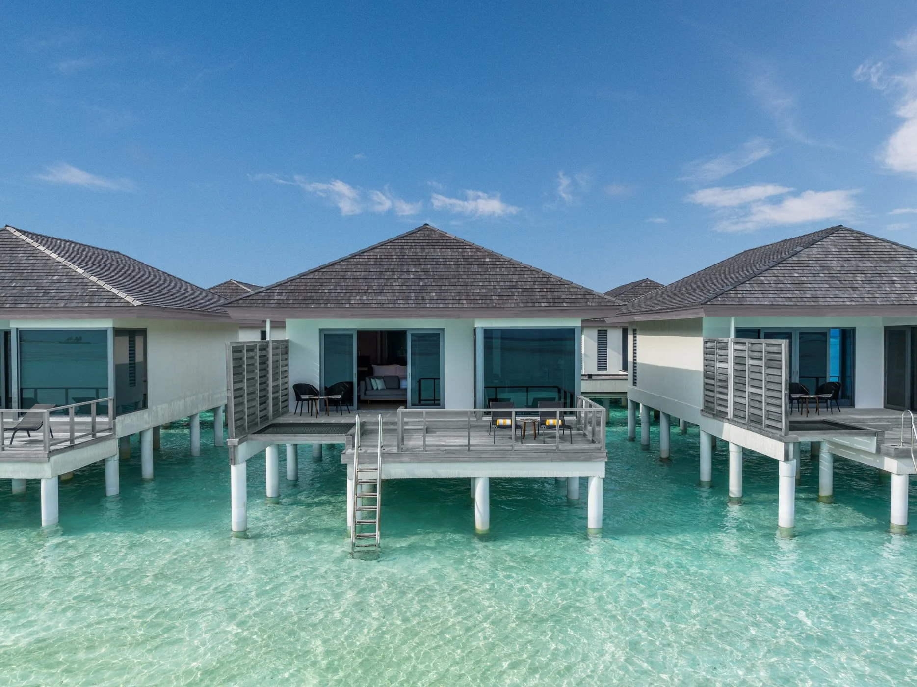 Sunrise Overwater Villa - Aerial Shot