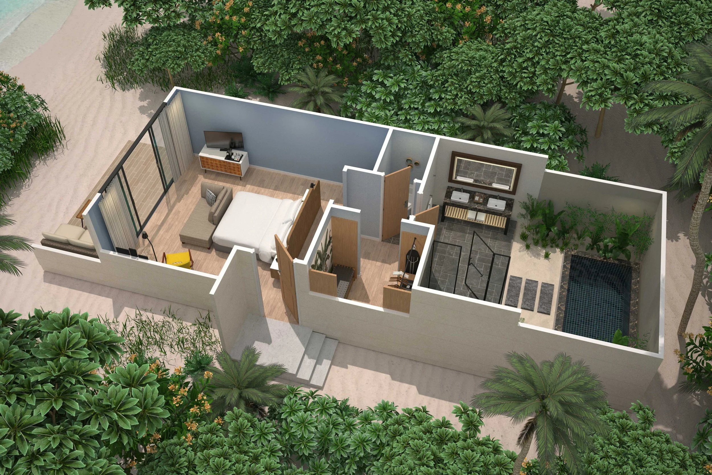 Beach Villa with Garden Pool - Floor Plan