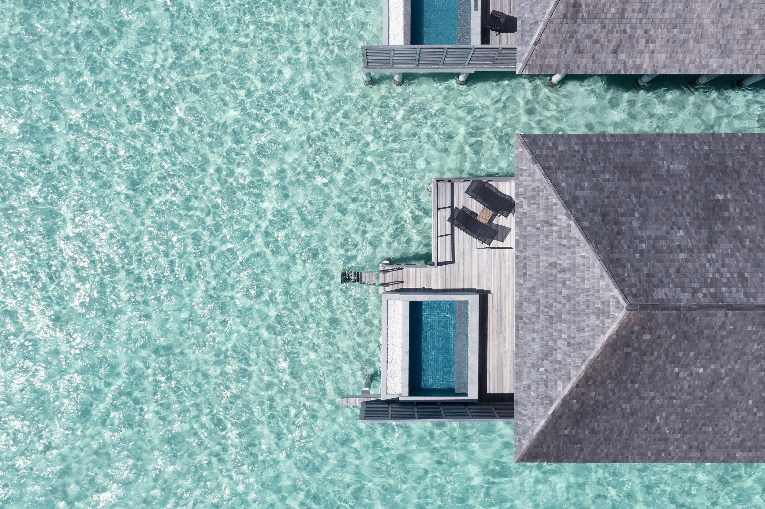 Overwater Villa with Pool - Bird's Eye View
