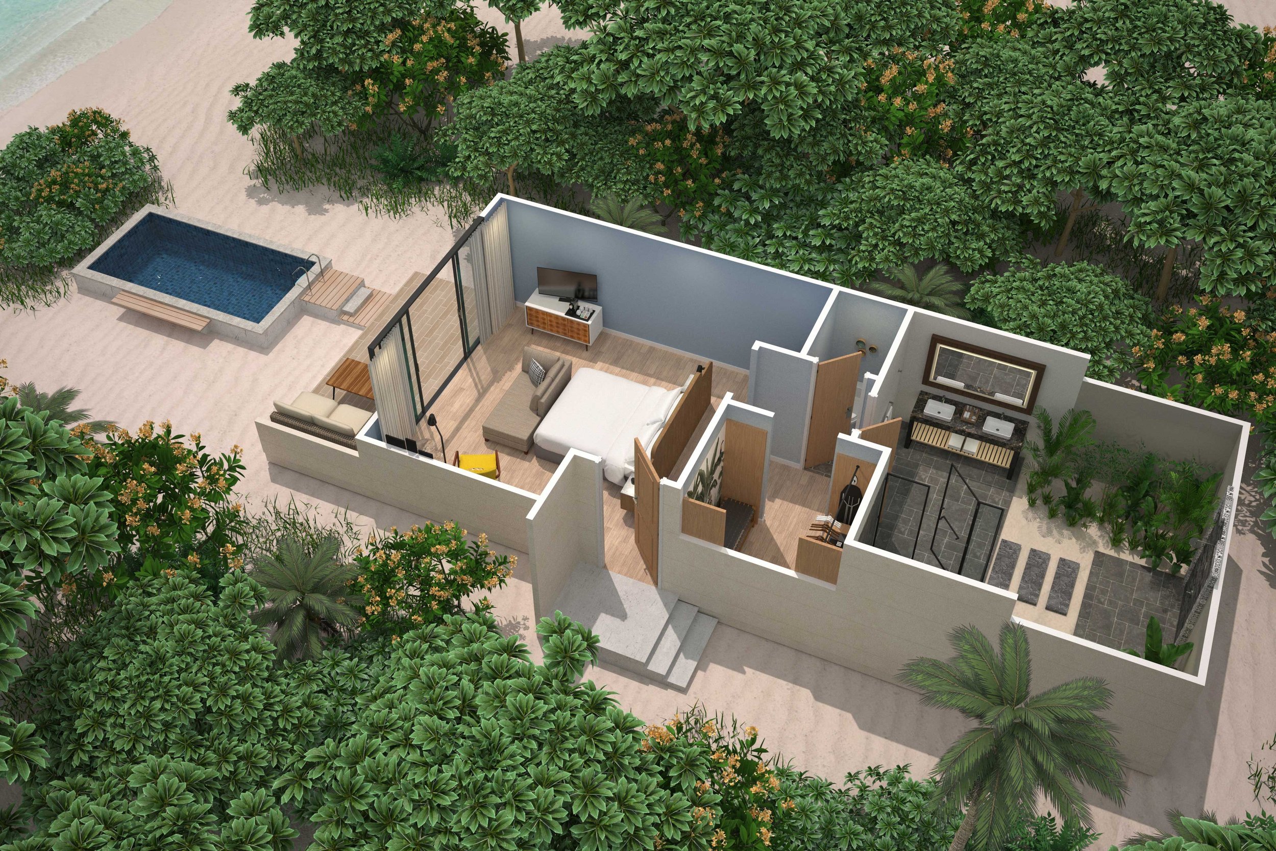 Beach Villa with Pool - Floor Plan