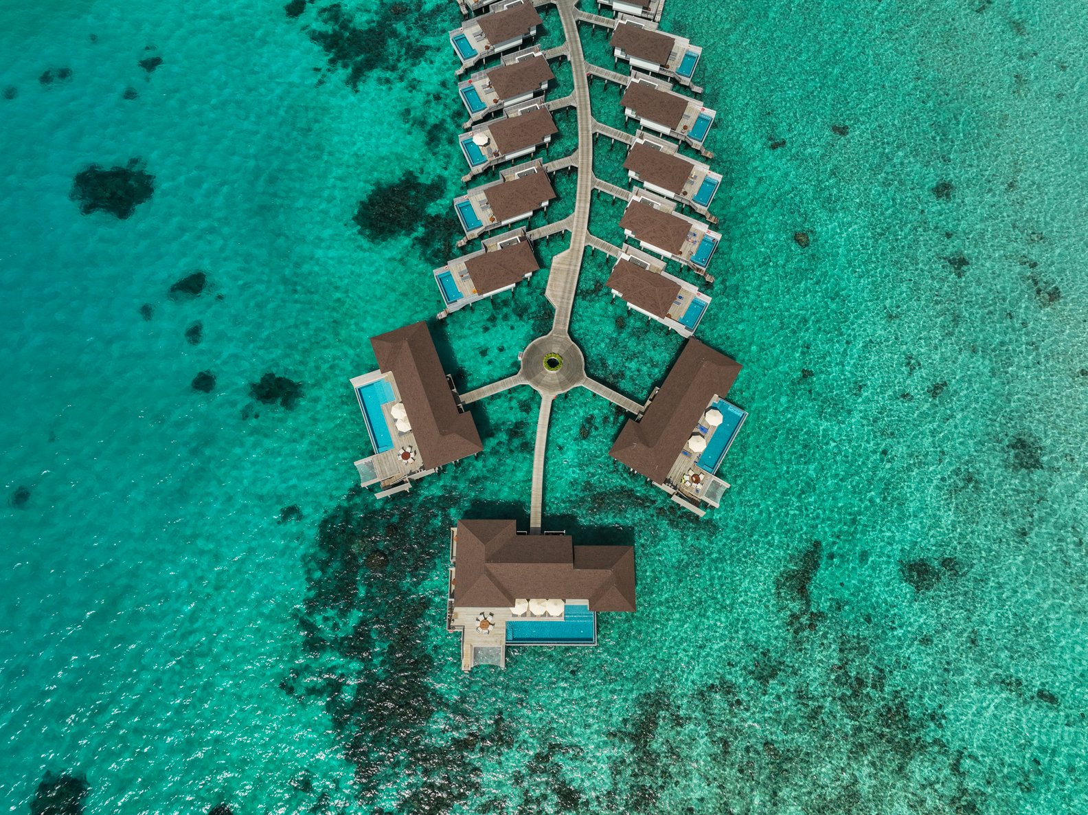 Avani+ Fares Aerial View  - Overwater Villas