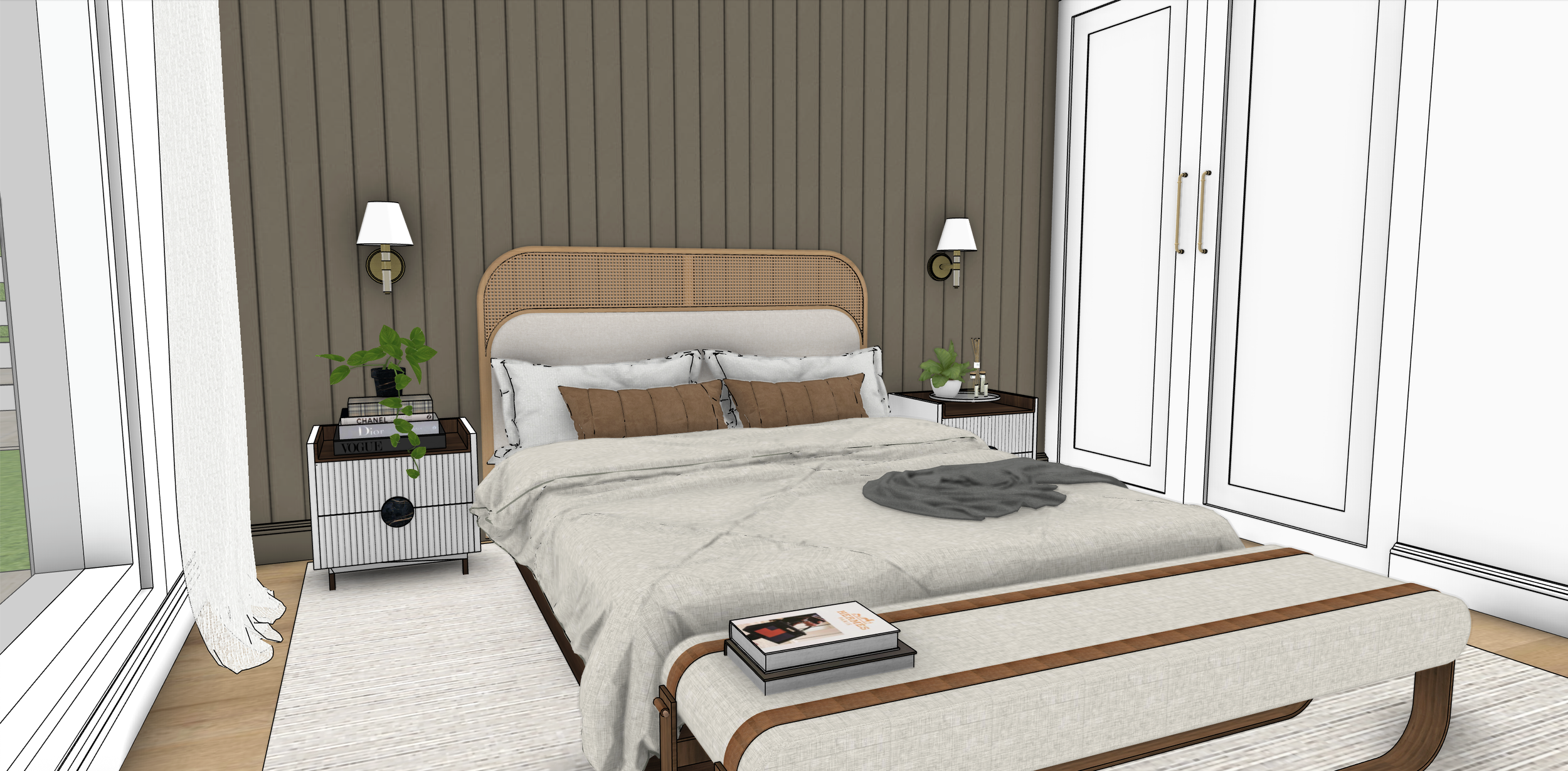 Bedroom Render 
Paint - Benjamin Moore 'Dash of pepper"