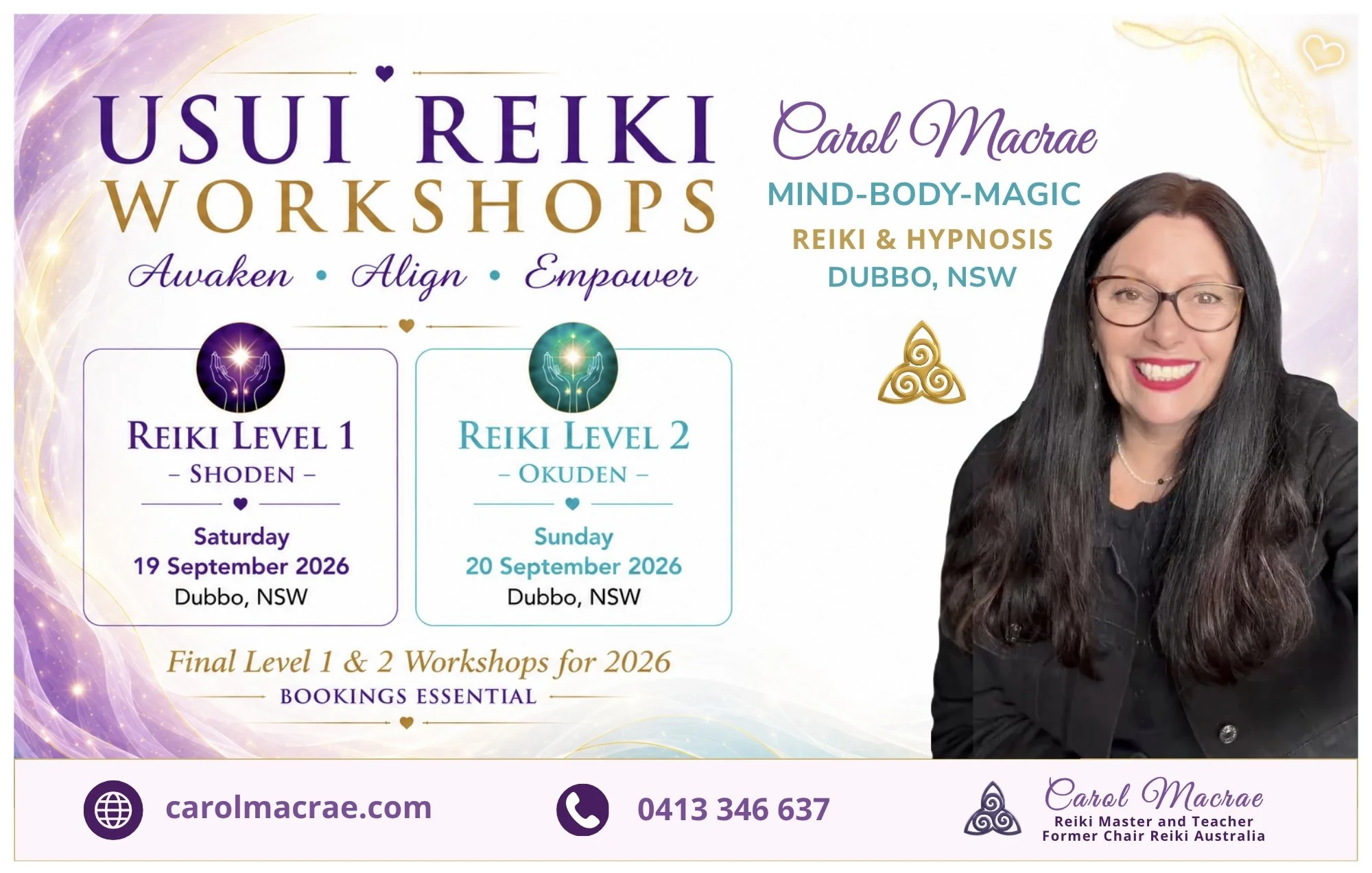 Reiki Level 1 &amp; 2 Training with Carol Macrae - Dubbo