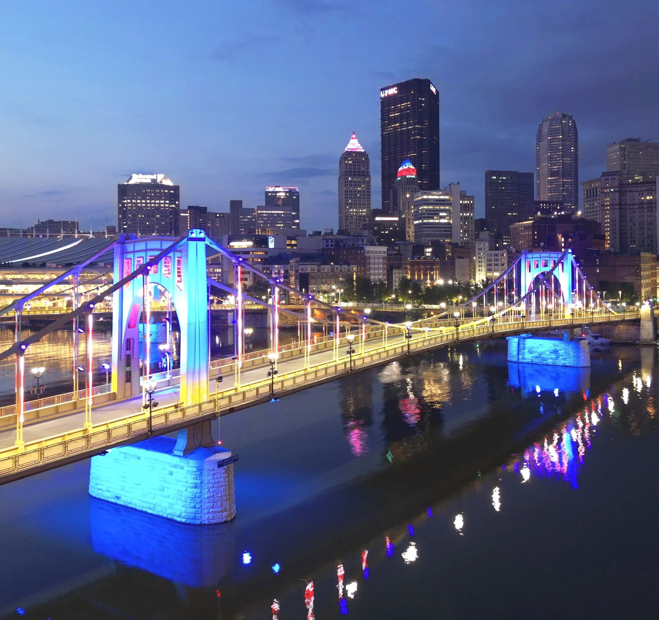 Sunrise photo of the Warhol bridge taken with my drone.