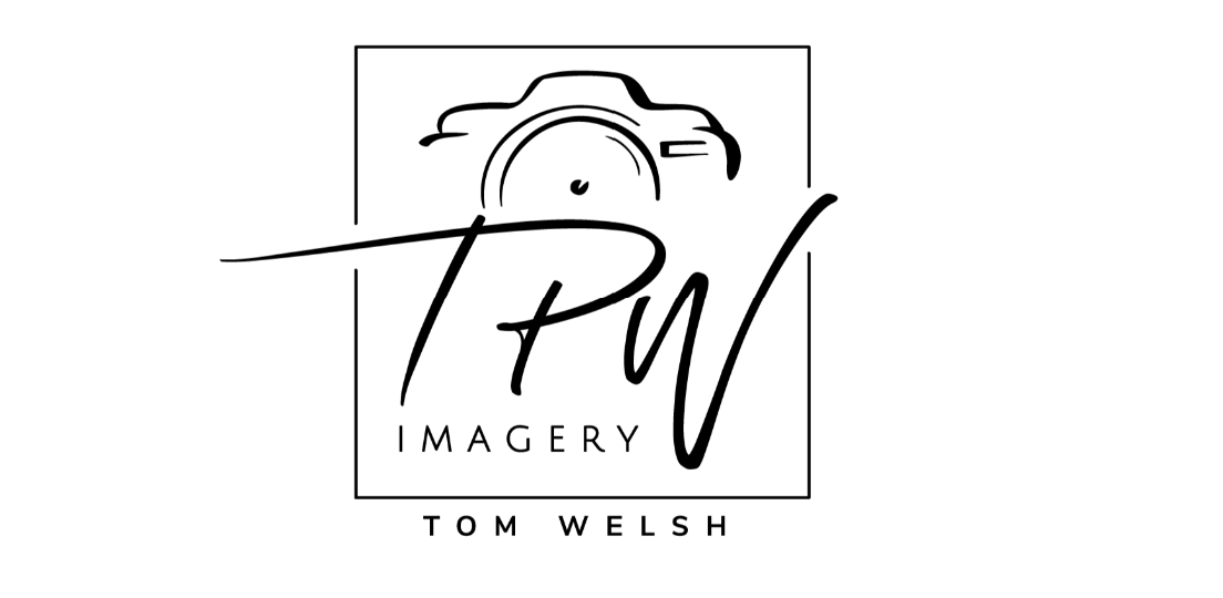 Logo with a camera outline, stylized text 'Piv Imagery', and smaller text 'Tom Welsh'.