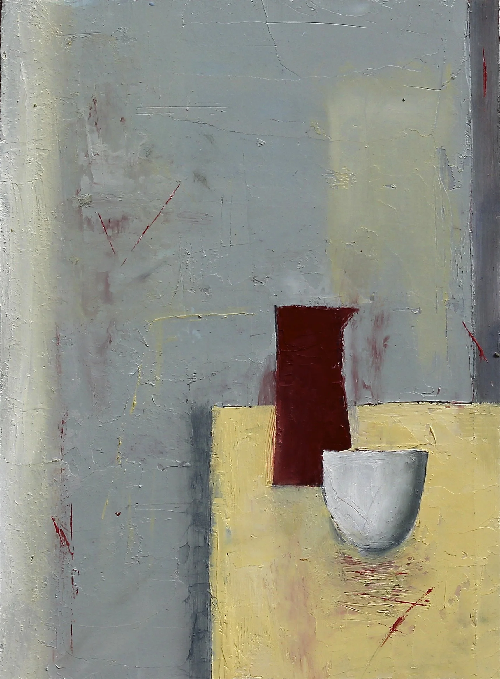 Red Jug, White Bowl | Oil on Board | 15 x 20cm