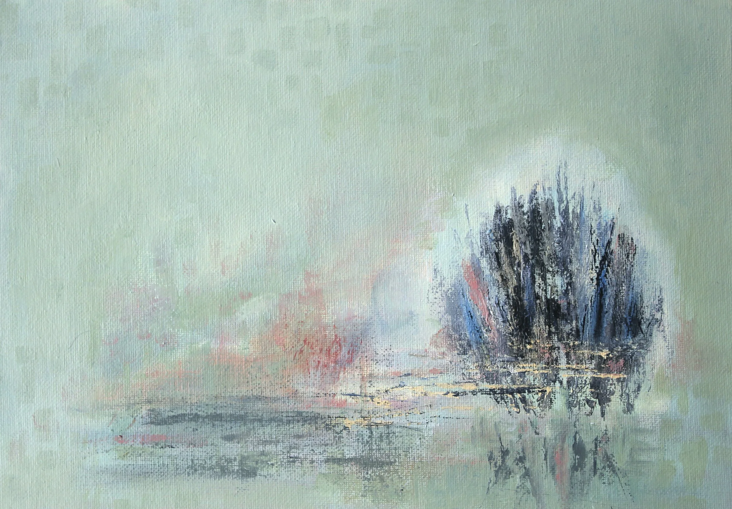 Dawn over Kings Island, Clavering | Oil on canvas | 20 x 40 cm