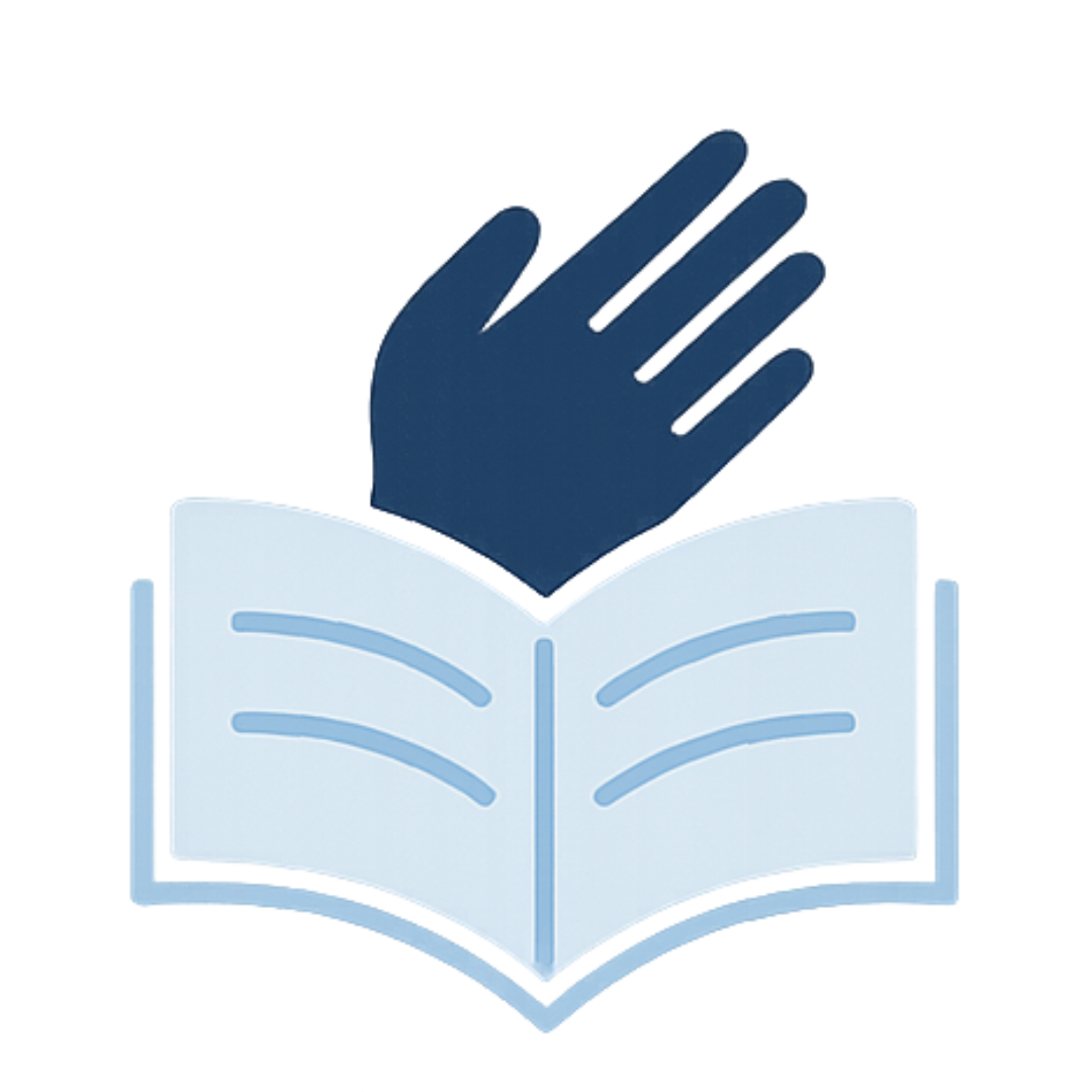 Illustration of a hand emerging from an open book