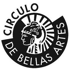 Logotipo del Círculo de Bellas Artes, que muestra un perfil de una figura clásica con un fondo circular con rayos.