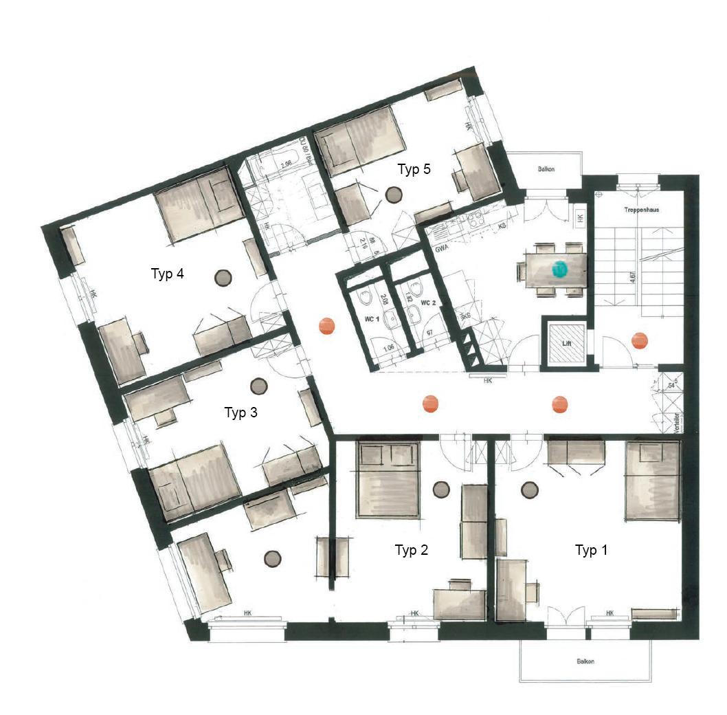 Plan Grundriss 1. - 4. OG