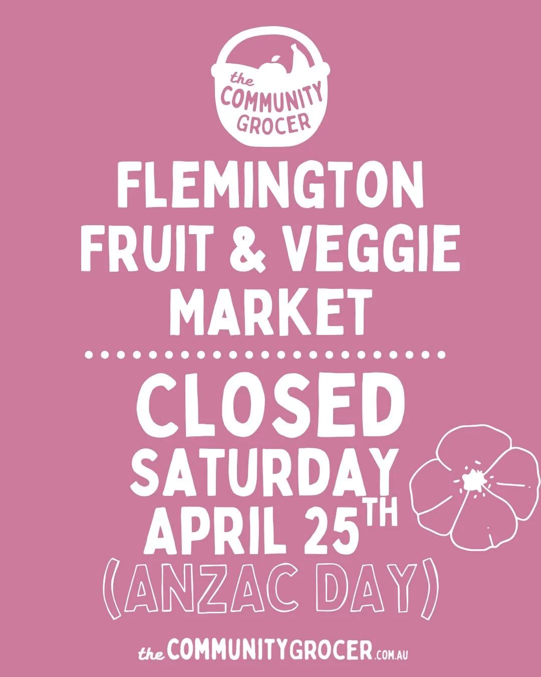 Our Flemington Market will be closed this weekend for the ANZAC Day public holiday. 

Our other 5 markets will remain open as normal this week 👇
🍉Fitzroy: Tuesdays 8:30-12:30 at 90 Brunswick St 
🥬 Richmond: Wednesdays 8:30-12:30 at 106 Elizabeth S