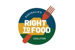 Logo of Australia's Right to Food Coalition with a circular design, featuring a fork and the text 'Right to Food'.