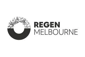 Regen Melbourne logo with a circular design and text.