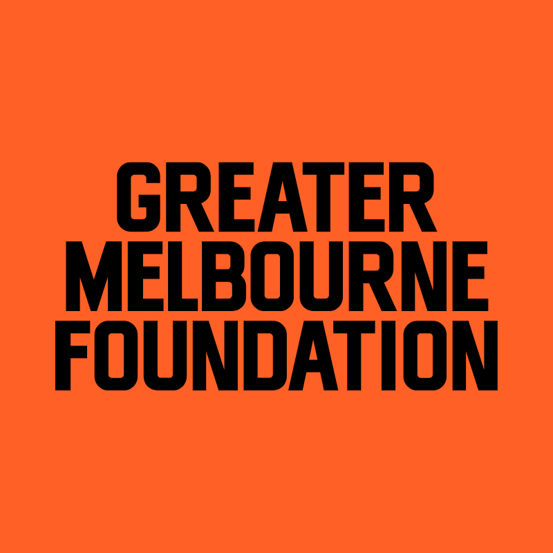 Orange background with black text that reads 'GREATER MELBOURNE FOUNDATION'.