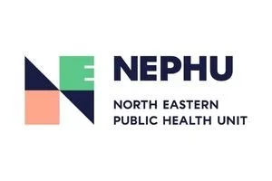Logo of North Eastern Public Health Unit (NEPHU) with geometric shapes in navy blue, green, pink, and dark blue, and the text 'NEPHU' and 'North Eastern Public Health Unit'.