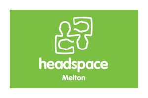 Logo for Headspace Melton with a green background, featuring a white outline of a person and a speech bubble.