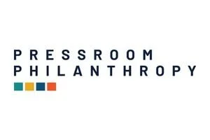 Pressroom Philanthropy logo with colored squares