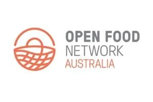 Open Food Network Australia logo with an orange circular icon and gray and orange text.