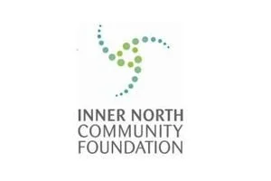 Inner North Community Foundation logo with a spiral made of green dots and the organization name underneath.
