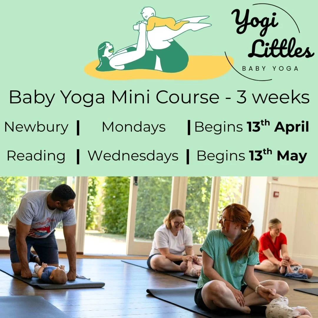 We have Baby Yoga Courses coming up in Newbury &amp; Reading 💕

Our Baby Yoga Mini Course is a 3-week series designed to teach you the core moves of baby yoga to help with your little one&rsquo;s development.
Learn moves to support:
⭐️ Digestion
⭐️ 
