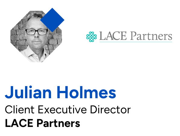 Professional profile card for Hajnalka Kiss featuring her photo, name, title as Director of Strategic Workforce Management at V.Group, with company logos.