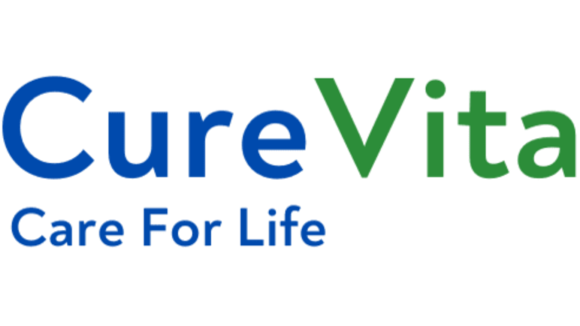 Logo of CureVita Care for Life with blue and green text.