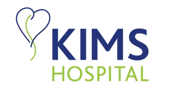 Logo of Kim's Hospital with a stylized heart outline and green hospital text.