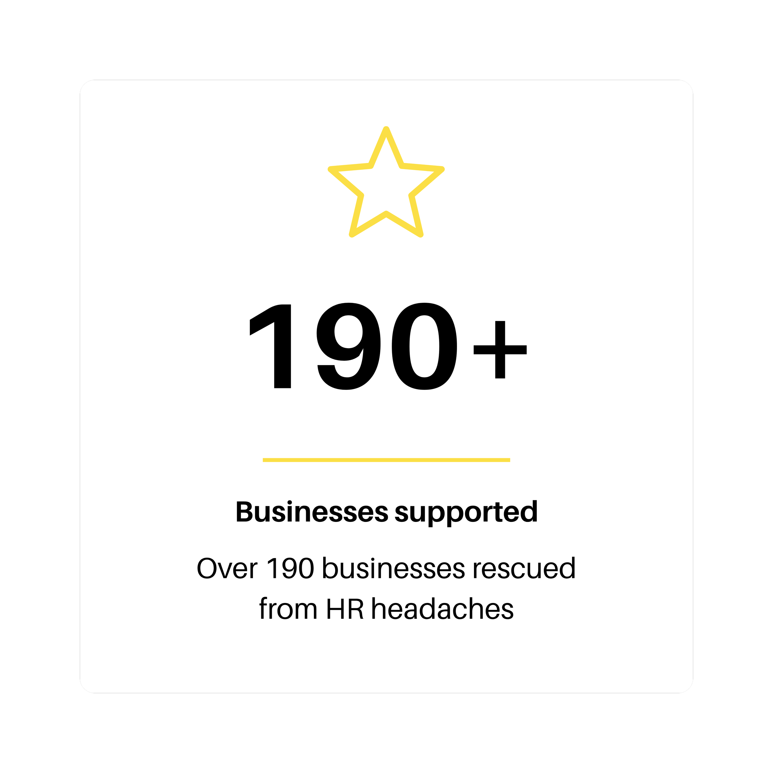 190+ Businesses supported. Over 190 businesses rescued from HR headaches.
