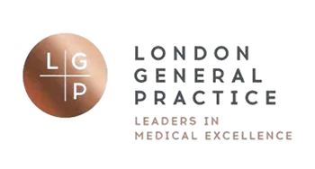 Logo of the London General Practice Dental Experience with a spherical icon featuring engraved letters L G P D.