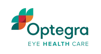 Logo of Optegra Eye Health Care with a stylized leaf made of four colored shapes in blue, orange, and red, and the text 'Optegra Eye Health Care' below.