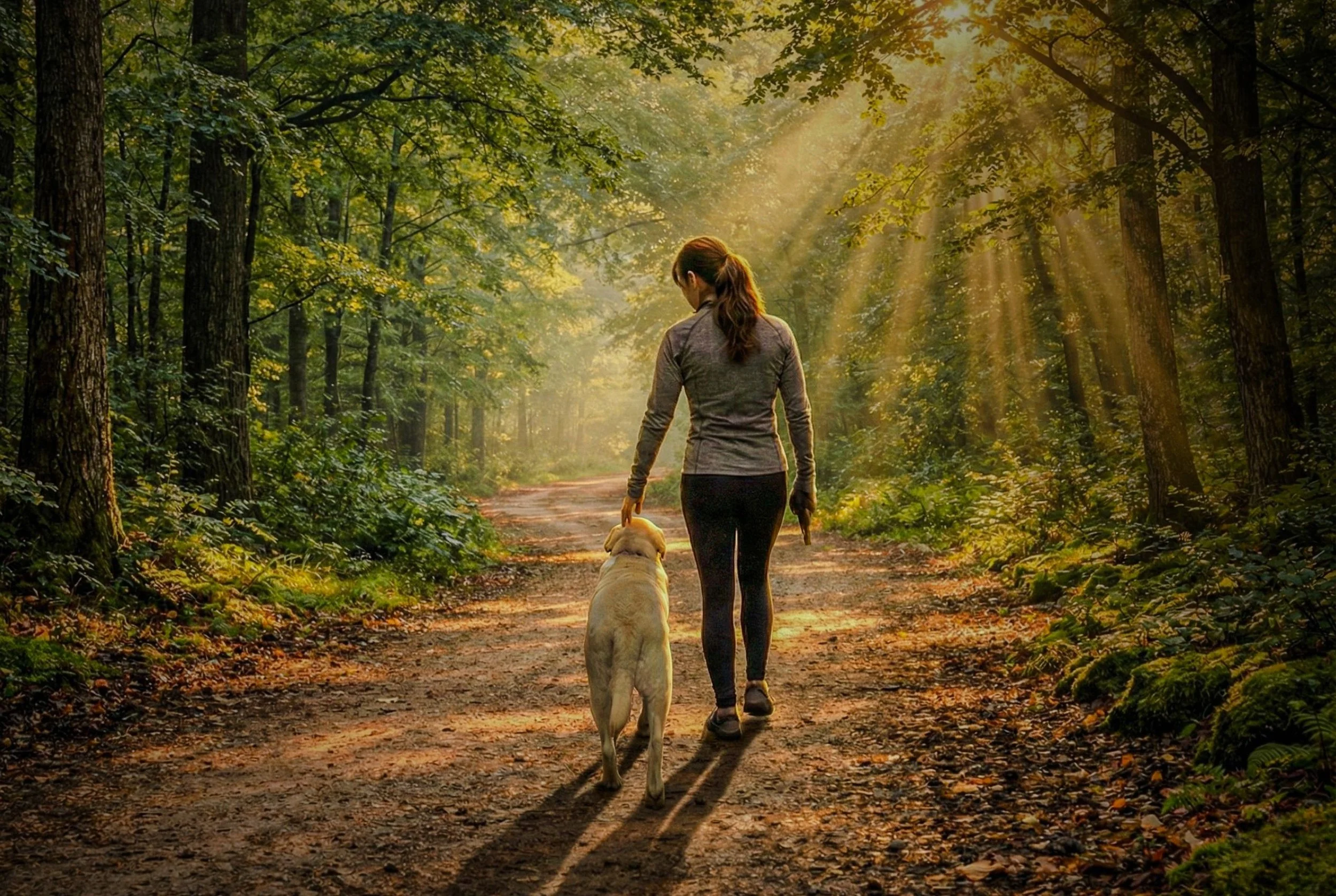 Paige and Charlie from K9Hearts.com on their last walk.