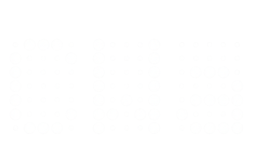 Abstract pattern of white circles arranged in three columns and multiple rows on a black background.